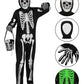 qqpouc Halloween skeleton costume kids glow in the dark skeleton costume on both sides Skuller candy bag for boys and grils
