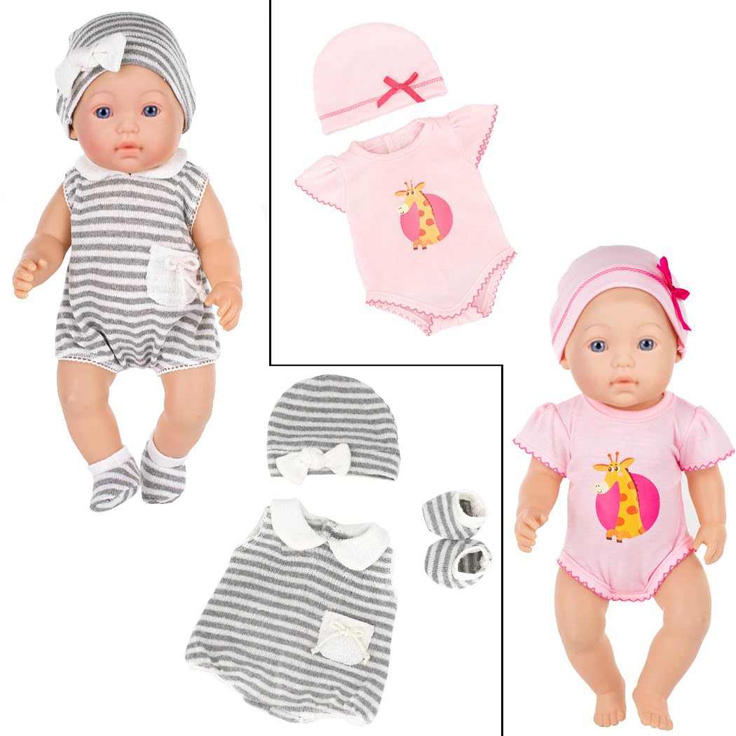 7 Sets Baby Doll Clothes Accessories Play Set Include Rompers Dress Outfits Hat For 14-16 Inch Dolls And 43Cm New Born Baby Dolls (Not Include Doll)