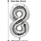 Aule 40 Inch Big Silver 8 Balloon Number Large Foil Helium Number Balloons 0-9 Jumbo Giant Happy 8Th Birthday Party Decorations