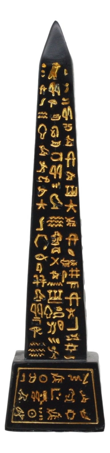 Ebros Egyptian Temple Of Ra Desert Obelisk With Hieroglyphs Statue 8' Tall Ancient Egypt Landmark Obelisks Pillar Tower Figurine (Black And Gold)