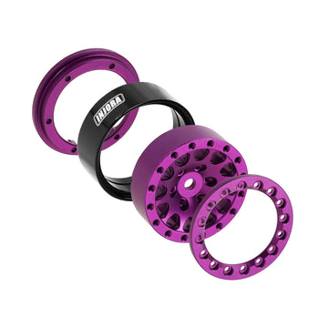 Injora 1.3'' Aluminium Beadlock Wheels For Trx4M Scx24 1/24 1/18 Rc Crawler Upgrade(Purple)