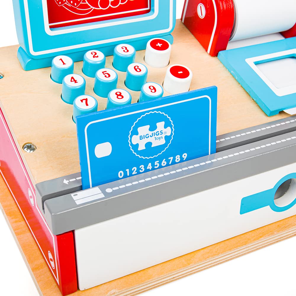 Bigjigs Toys Wooden Shop Till With Scanner - Pretend Play