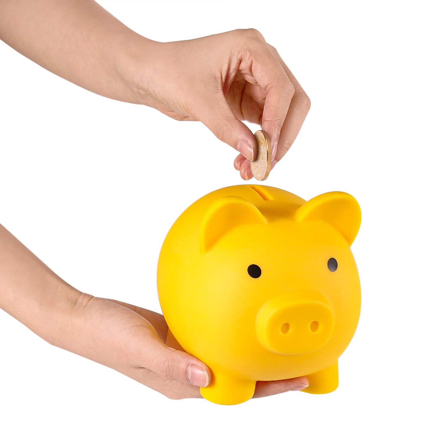 Piggy Bank, Unbreakable Plastic Money Bank, Coin Bank For Girls And Boys, Medium Size Piggy Banks, Practical Gifts For Birthday, Christmas, Baby Shower (Yellow)