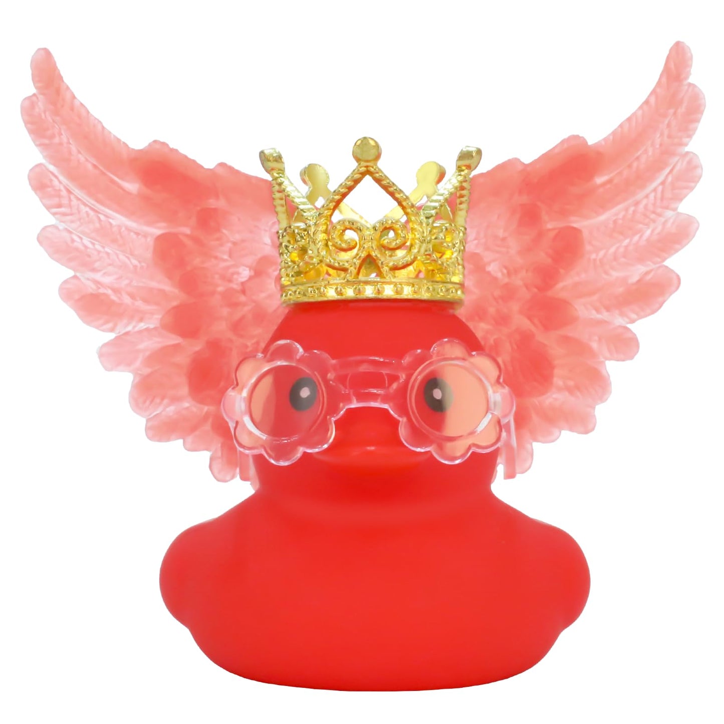 AOT Red Angel Rubber Duck Car Ornaments Squeaky Duck with Wing,Mini Crown,Sunglasses Car Dashboard Decorations Party Favors Duck