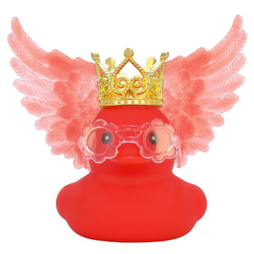 AOT Red Angel Rubber Duck Car Ornaments Squeaky Duck with Wing,Mini Crown,Sunglasses Car Dashboard Decorations Party Favors Duck