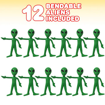 Artcreativity Bendable Alien Figures, (Set Of 12) Flexible Men, Birthday Party Favors For Boys And Girls, Stress Relief Fidget Toys For Kids And Adults, Goody Bag Stuffers, Piñata Fillers