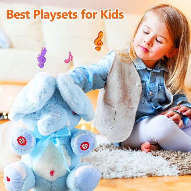 Hcdoujoy Baby Blue Peek A Boo Elephant Plush Stuffed Singing Elephant, Repeat What You Say, Musical For Toddler With Moving Ear, Singing Talking Stuffed Animal Baby Toy For Boy Girl