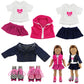 Barwa 2 Sets Doll Clothes And 2 Pairs Ice Skates Boots Shoes Fashion Autumn Clothing Dress Sets Compatible For 18 Inch Doll Xmas Gift