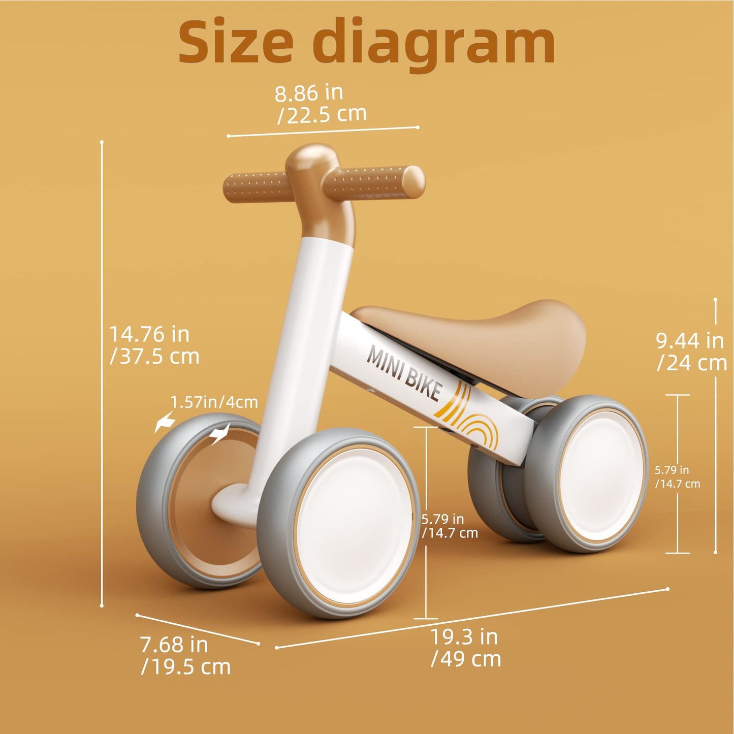 67i Baby Balance Bike for 1 Year Old, Toddler Balance Bike with 4 Wheels for Boys Girls, Baby Toys Gifts for 12-24 Month (White