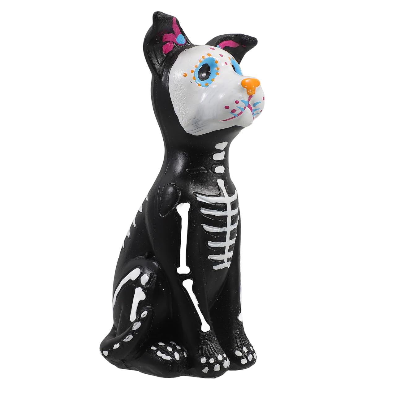 Little Flower Dog Toys - Halloween Resin Figurine for Table Decoration Glow-in-The-Dark Black Dog Statue 5.51 X 2.44 X 2.04 Inch