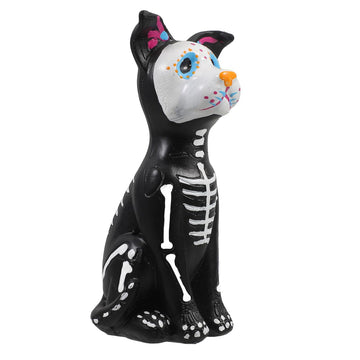 Little Flower Dog Toys - Halloween Resin Figurine for Table Decoration Glow-in-The-Dark Black Dog Statue 5.51 X 2.44 X 2.04 Inch