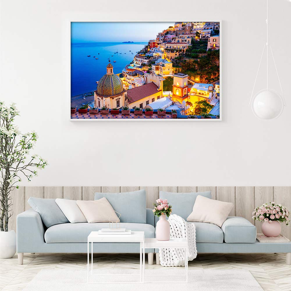 Jigsaw Puzzle 1000 Piece - Dreamy Positano - Signature Collection Twilight Sea Sight Large Puzzle Game Artwork For Adults Teens