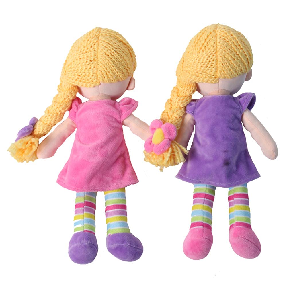 Snuggle Stuffs Twin Sister Plush 14 Dolls (Set of 2) Pink & Purple