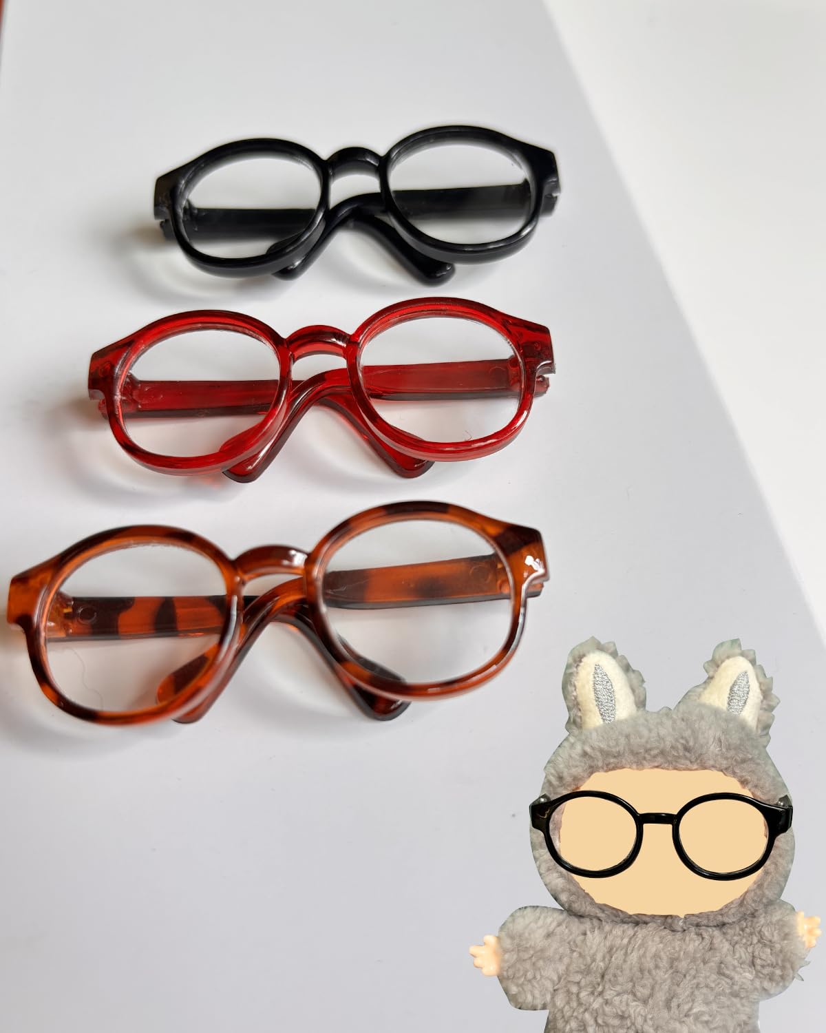 Lopau 3pcs Glasses for Labubu  Sunglasses Accessories for Dolls of 3.94-6.69 Inch Figure  Doll Glasses Outfit (No Dolls)