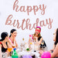Rose Gold Happy Birthday Banner - No Diy - Rose Gold Birthday Party Banner In Script - Pre-Strung - Rose Gold Glitter Birthday G