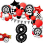 Race Car Birthday Balloons Decorations, 40 Inch Racetrack Black Number 8 Balloon, Large Mylar Black 8 Balloon For 8St Birthday R