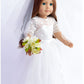 Sweet Dolly 18 Inches American Doll Clothes First Communion Gorgeous White Wedding Dress Veil Bouquet Sets Fit 18 Inches Dolls