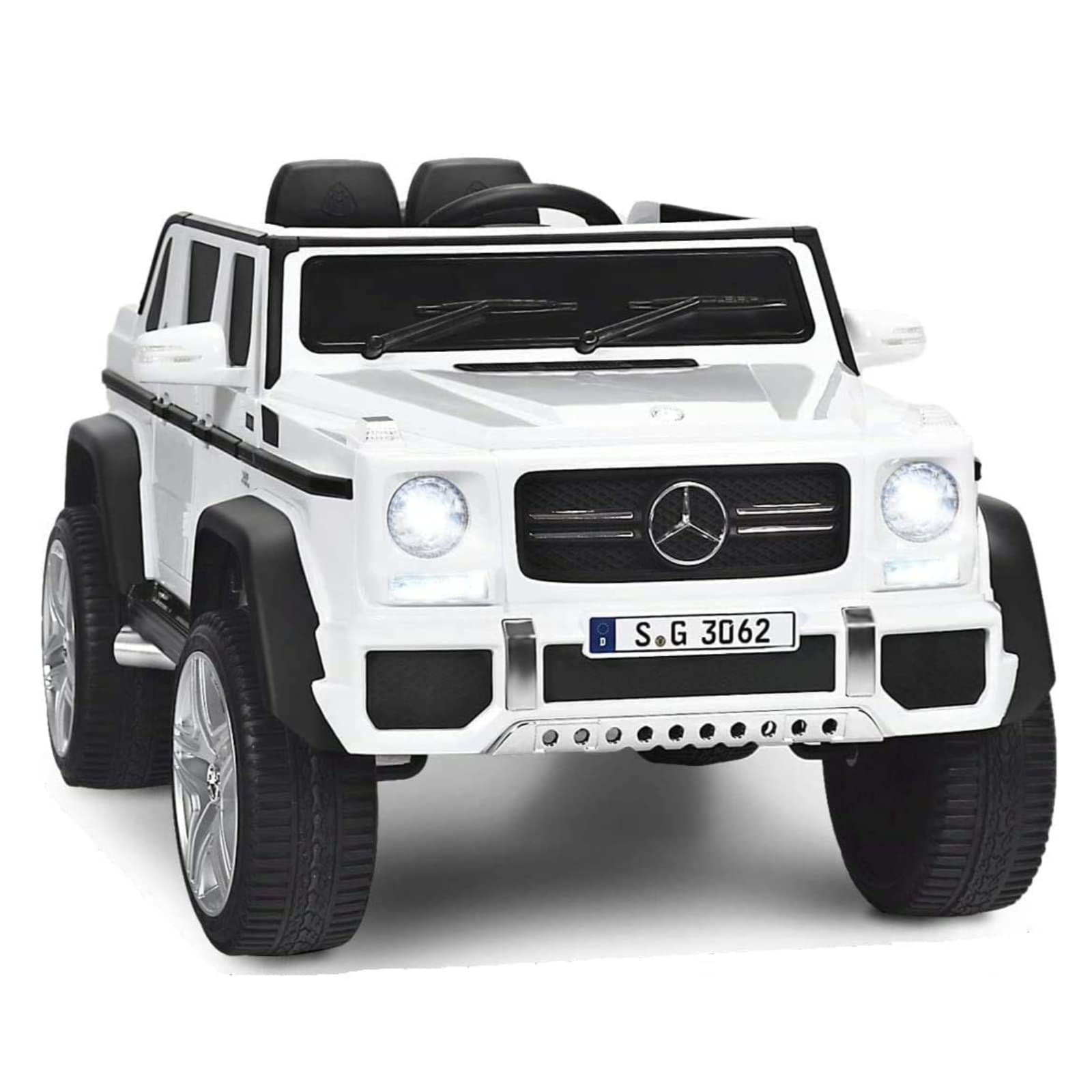 HONEY JOY Ride On Truck  Licensed Mercedes-Benz Maybach G650 Battery Powered Ride On Toys Car w/Remote Control  LED Lights  Music  Slow Start  12V Electric Cars for Kids  Gift for Boys Girls (White)