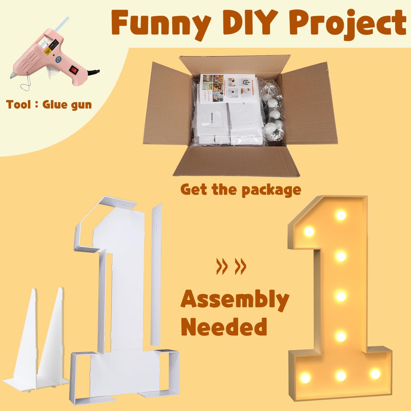 Imprsv 3Ft Light Up Numbers, Marquee Numbers For 15Th 50Th Birthday Decorations Anniversary Party Decor, Mosaic Numbers For Ball