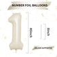 40 Inch Cream Number 1 Balloon, Beige Large 1St Birthday Balloons, Digital 1 Cream White Giant 1 Foil Balloon Helium For 1St Bir