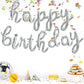 Toniful Silver Happy Birthday Balloons Banner,Cursive Happy Birthday Balloons Silver Birthday Decorations Silver Mylar Foil Birt
