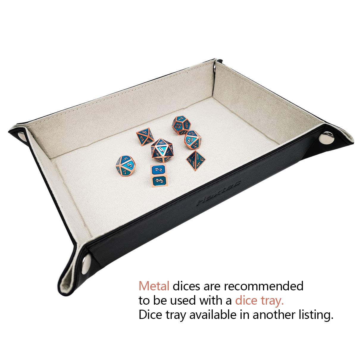 Haxtec Metal DND Dice Set Heavy D&D Dice for Dungeons and Dragons Pathfinder Roleplaying Table Games-Enamel Dice Copper Blue