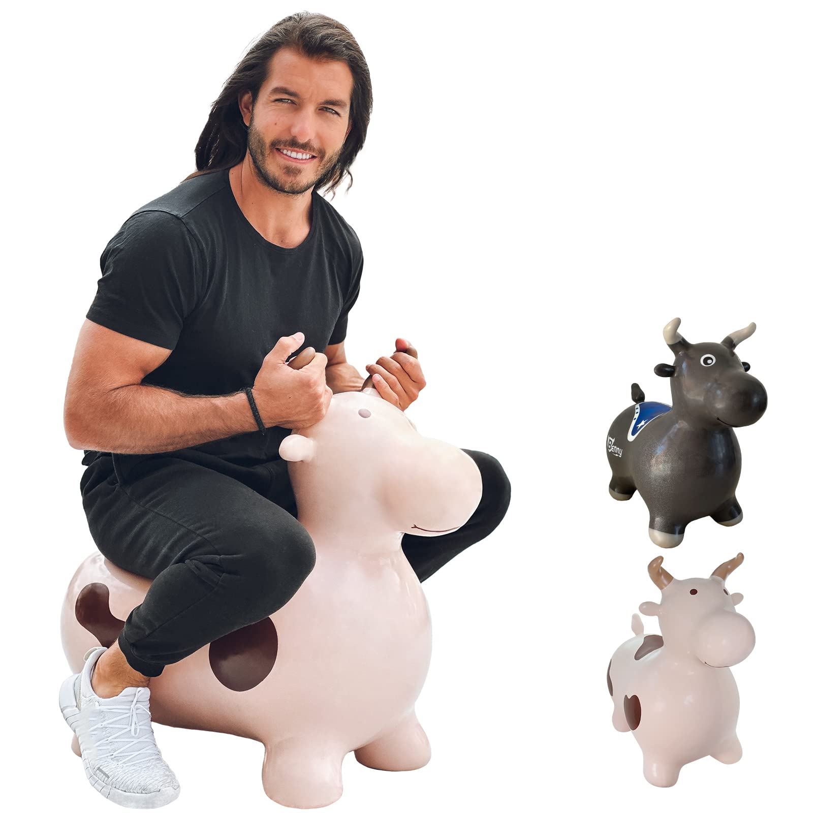 WALIKI Huge Bouncy Horse Hopper | Benny for Larger Kids and Even mature-themeds | Bull Riding Hoppy Horse | X-Large (Beige)
