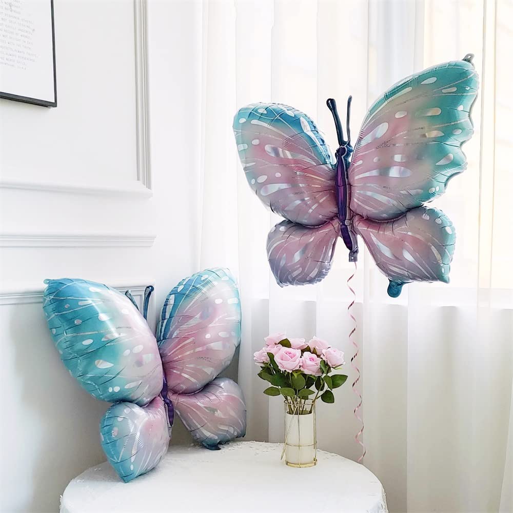 Butterfly Balloons 4 Pieces 40Inch Blue Purple Butterfly Foil Mylar Balloons For Butterfly Themed Party Wedding Birthday Baby Sh