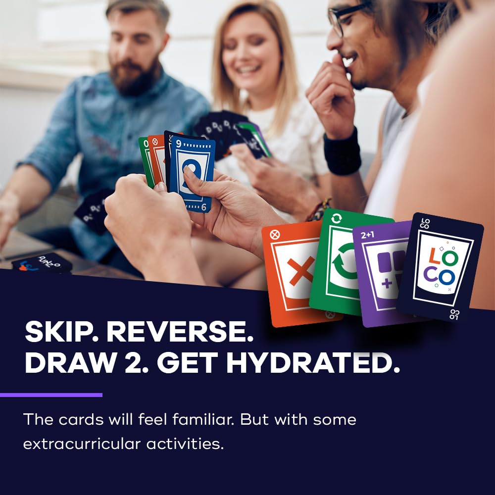 DUNZO - Party Version of Classic Card Game with 4 Unbreakable Glasses - Draw Two  Skip  Reverse  Get Hydrated - Fun Party Game & Funny Gifts - mature-themed Games for Game Night - mature-themed Party Games