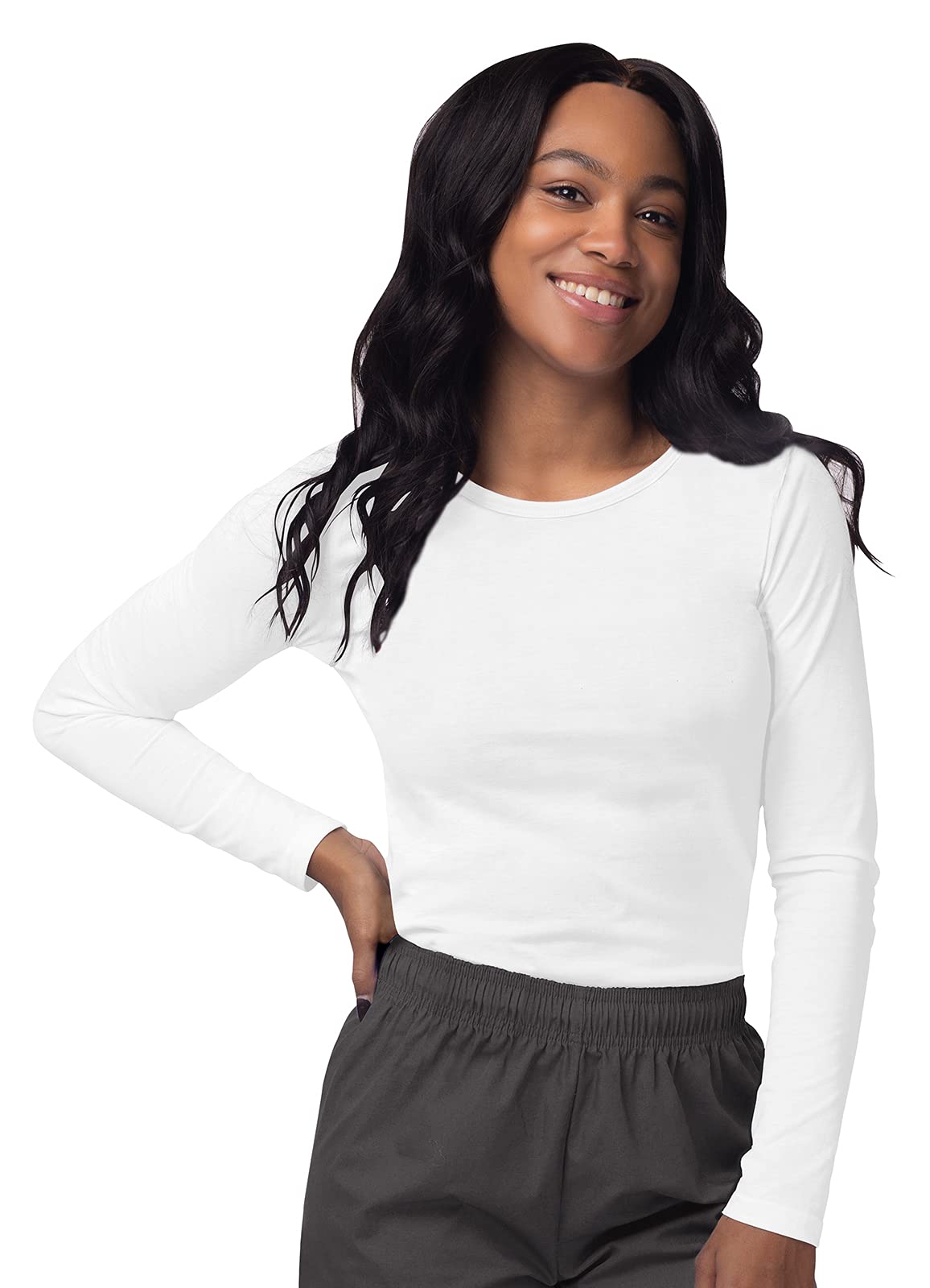 Sivvan Scrubs For Women - Long Sleeve Comfort Underscrub Tee 3-Pack - S85003 - Blackdark Marl Greywhite - S