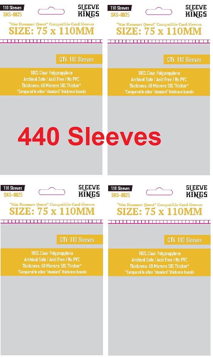 Sleeve Kings ''War Hammer Quest Compatible'' Sleeves 75 X 110 Mm (4X110 Pack, 440 Sleeves)