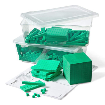 Hand2Mind Green Foam Base Ten Blocks Complete Set, Place Value Blocks, Counting Cubes For Kids Math, Base 10 Math Manipulatives For Kids, Kindergarten Homeschool Supplies (Set Of 322)
