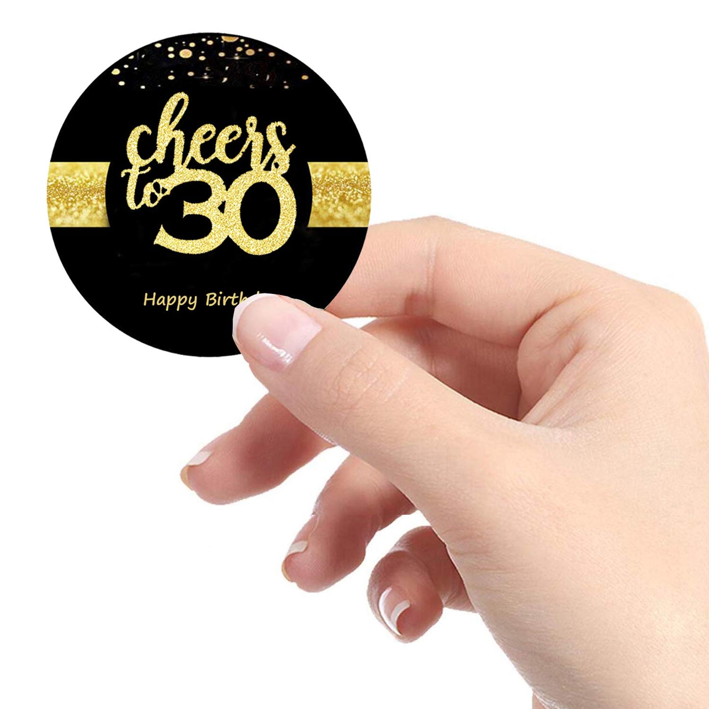 Sumerk 48 Pcs Cheers To 30 Stickers Large Bottle Stickers 30Th Birthday Stickers Card Seals 2 Inches Round Happy Birthday Party