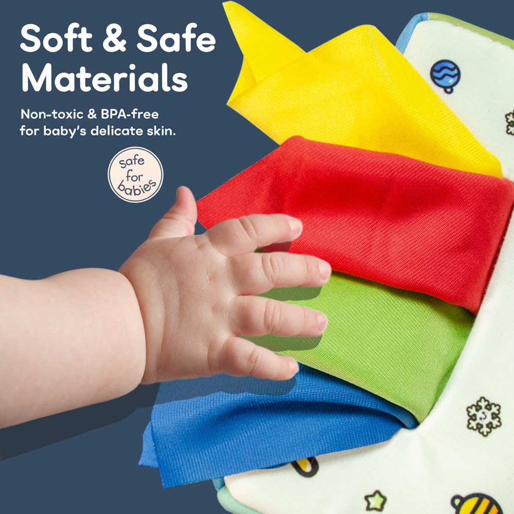 Waybla Christmas Baby Toy For 6-12M – Christmas Tissue Box Sensory Pull Toy With Crinkle Papers, Handkerchiefs & Scarves – Ideal Stocking Stuffer For Toddlers