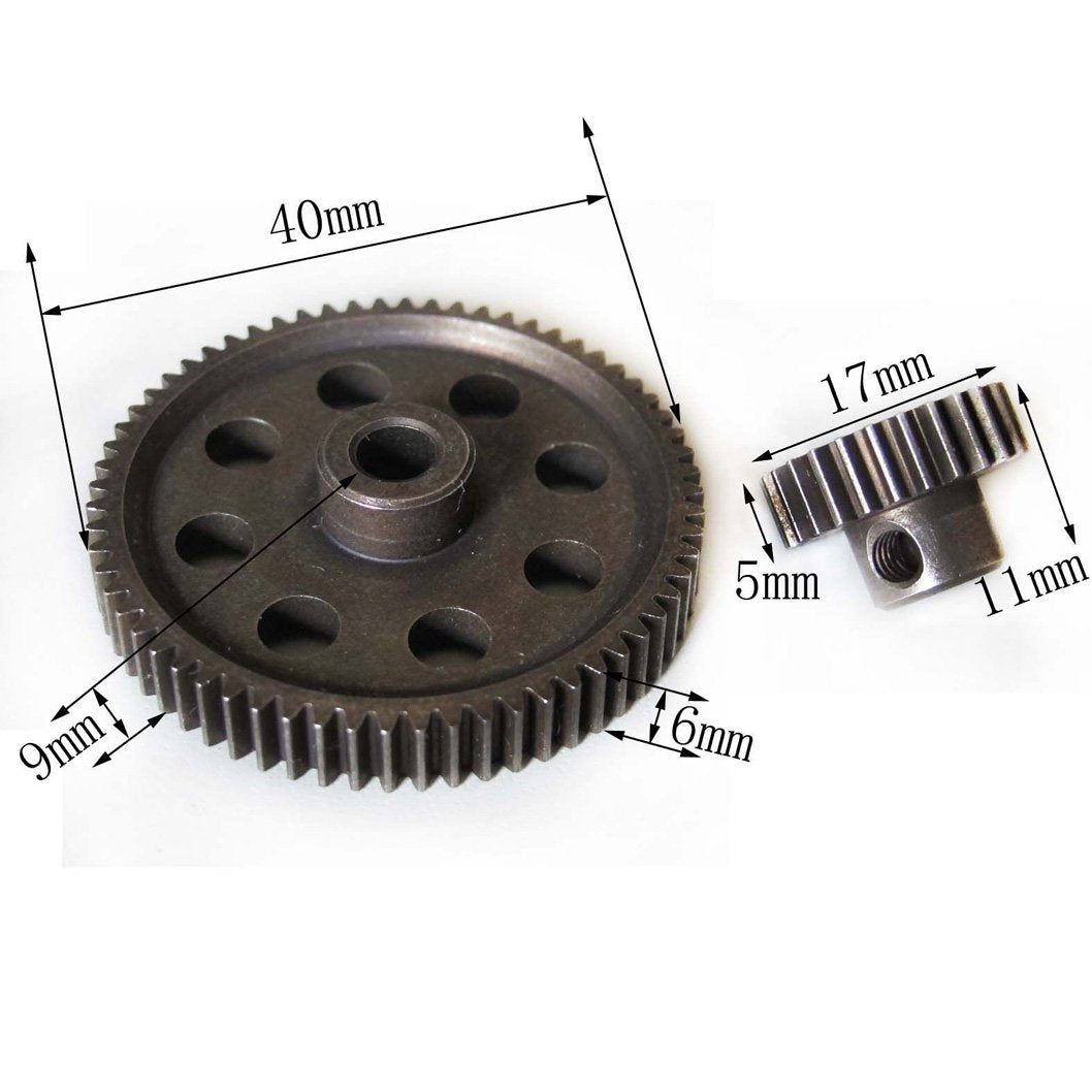 Jftech Differential Steel Metal Super Gear 11184 Main Gear 64T & 11176 Motor Gear 26T Combo For Rc Hsp 1/10 Car Truck