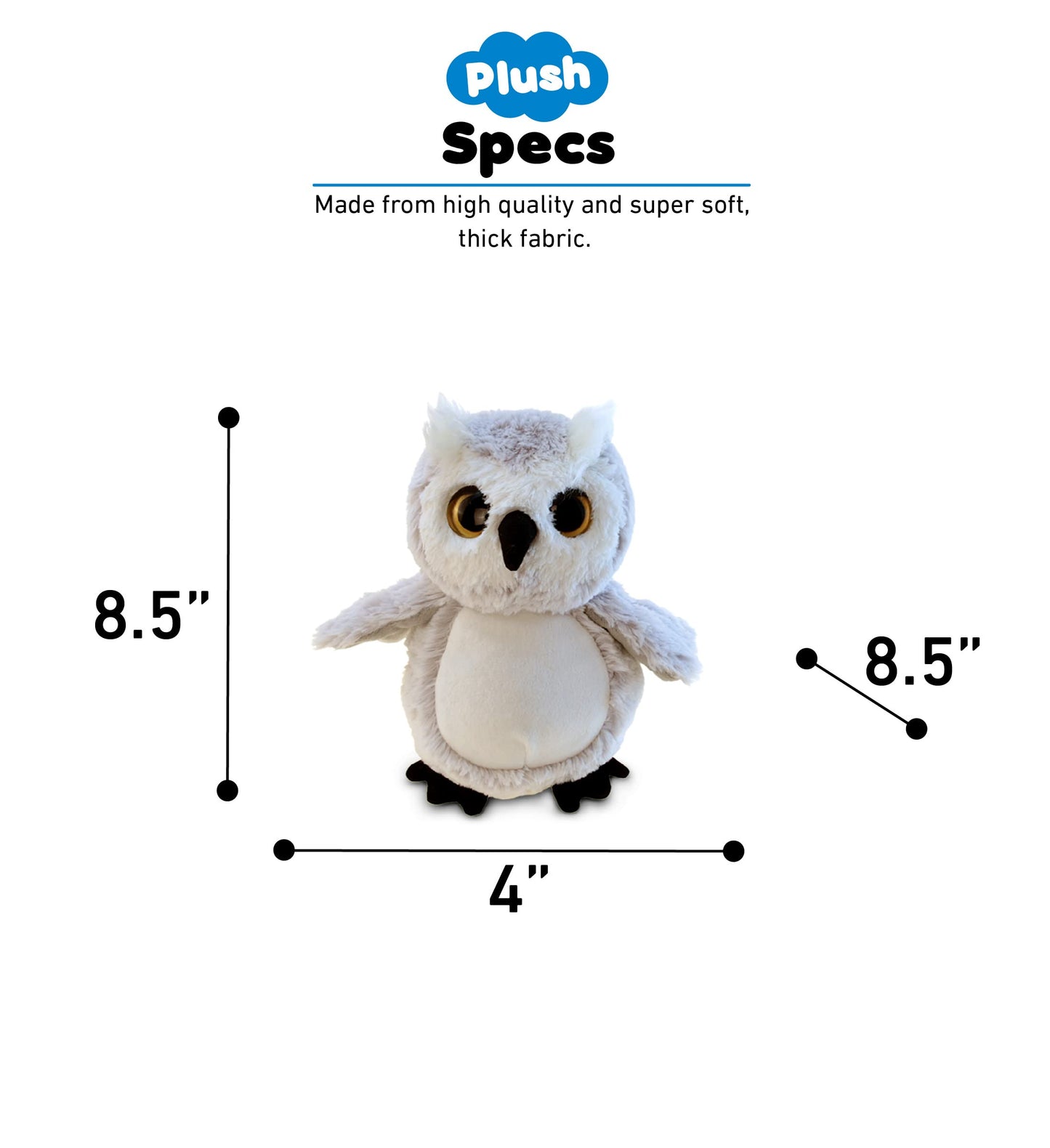 Puzzled Dollibu Owl Plush - Super Soft Stuffed Animal, Cute Grey Wildlife Bird Stuffed Animal Adorable Fluffy Stuffed Animal For Boys And Girls, Plush Owl Gifts For Kids, Teens, And Adults - 9 Inches
