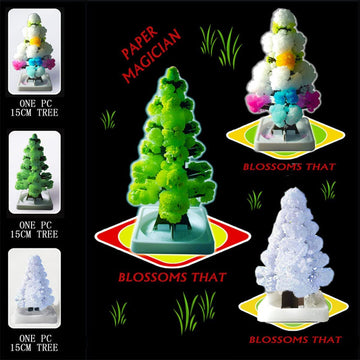 3 In 1 Mini Christmas Tree Magic Growing, Paper Tree Colorful Diy Crystal Growing Kit/Ornaments Decoration Toy Novelty Xmas Gift Boys Girls Science Kits & Toys Learning Guide (C)