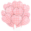 TONIFUL 15Pcs 18 Inch Checkered Pink Balloons Checkered Pink Heart Shape Foil Mylar Banners Decoration for Birthday Valentine s