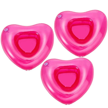 Inflatable Drink Holder 3 Pack Heart Drink Pool Floats Cup Holders For Summer Pool Party, Variety Shape To Choose