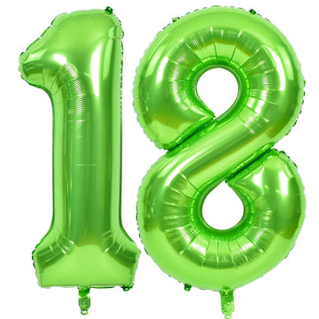 Toniful 40 Inch Large Green Numbers Balloons Number 18 Digital 18 Helium Balloons, Foil Mylar Big Number Balloons For Birthday P
