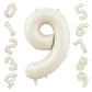 40 Inch Cream Number 9 Balloon, Beige Large 9Th Birthday Balloons, Digital 9 Cream White Giant 9 Foil Balloon Helium For Boys Gi