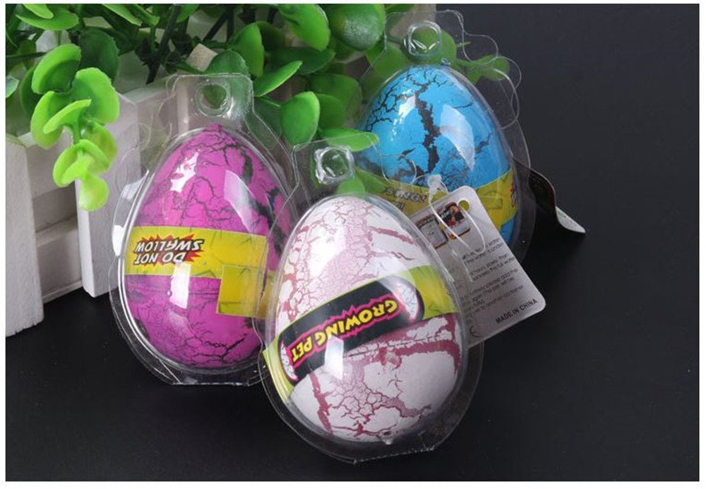 Gracesdawn 12 Pack Dinosaur Egg Cute Magic Growing Dinosaur Egg Add Water Child Gift Hatching Inflatable Toy(Color Cracks)