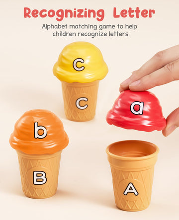 Joycat Ice Cream Counting And Color Sorting Set Stacking Toys For Kids 3-5, Alphabet Learning Toys For Fine Motor Skills, Abc Learning Sets With Safety, Preschool Classroom Must Haves For Toddlers