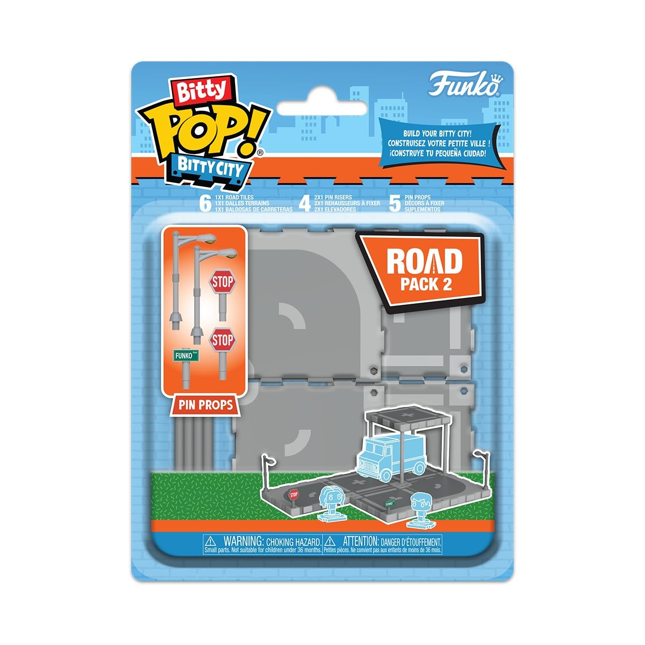 Funko Pop! Bitty City: Construction - Road Kit - City Collection - Interlocked Tiles - Includes Pins Props - Mix and Match - Toy