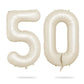 Biapian 40 Inch Cream Number 50 Balloon, 50Th Birthday Balloons, Big Digital 50 Beige White Giant 50 Foil Balloon Helium For Men