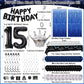 15Th Birthday Decorations For Boys, Blue Black Happy 15Th Birthday Decorations Boy 15 Year Old Birthday Balloons Banner, Tablecl