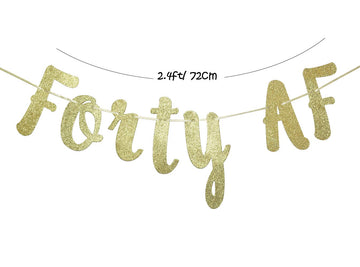 Forty Af Glitter Gold Banner, Happy 40Th Birthday/Anniversary Decor (Gold)