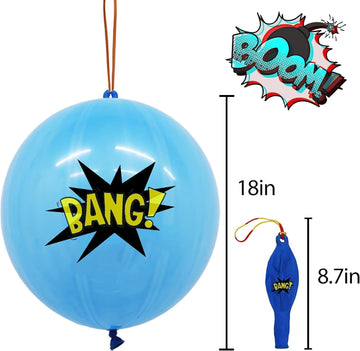 MAXDUCK 30Pack Hero Punch Balloons for Kids, Party Game Favor Supplies Decorations, Assorted Color Comic Hero Design Punch Ballo