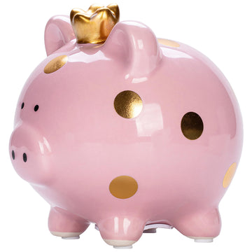 Yjnsft Piggy Bank For Girls, Small Ceramic Toddler Money Saving Bank For Boys, Porcelain Decor Coin Box, Little Decoration Pig Money Container, Unique Birthday Christmas New Year Gift For Kids (Pink)