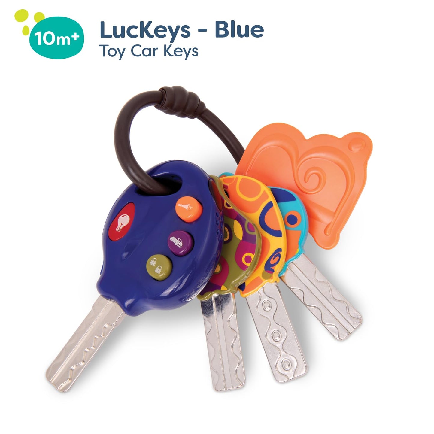 B. toys LucKeys Interactive Toy Car Keys - Blue, Small, Plastic, Model BX1930Z, Lights & Sounds for Babies & Toddlers 10+ Months
